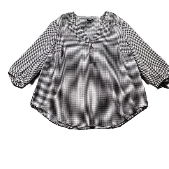 Torrid Harper Studio Crepe De Chine 3/4 Sleeve Blouse Houndstooth Size 2 2X H281 - Picture 1 of 10